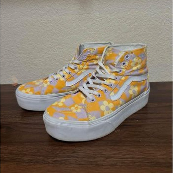 Vans Sk8-Hi Tapered Stackform Purple & Orange Platform Shoes - Picture 1 of 4